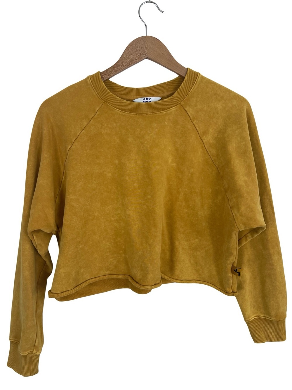 Joy Lab Mustard Yellow Cropped Sweatshirt Size Large Athleisure Pullover Cotton